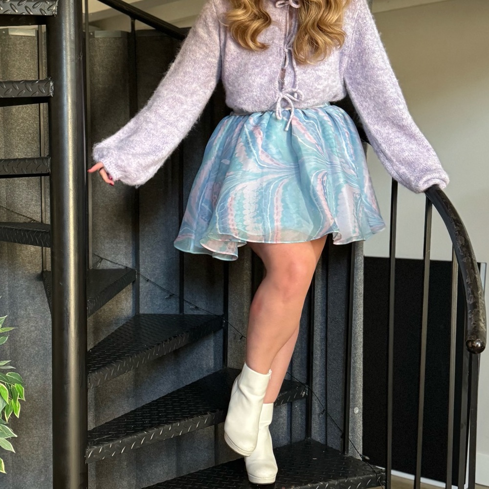 Selkie Pastel Blue and Pink Mini Skirt